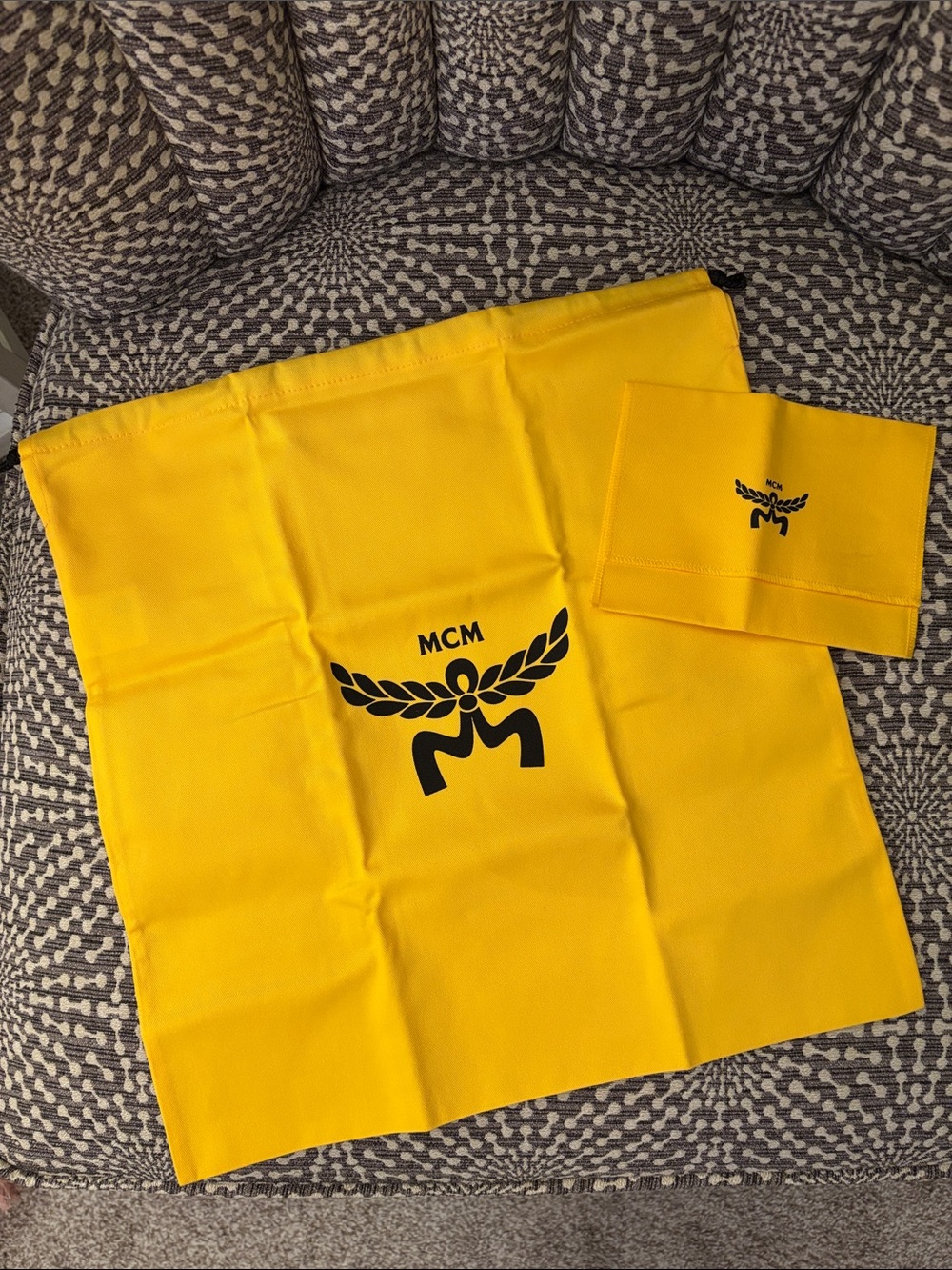 MCM Bundle of Two NEW Yellow Dust Bags